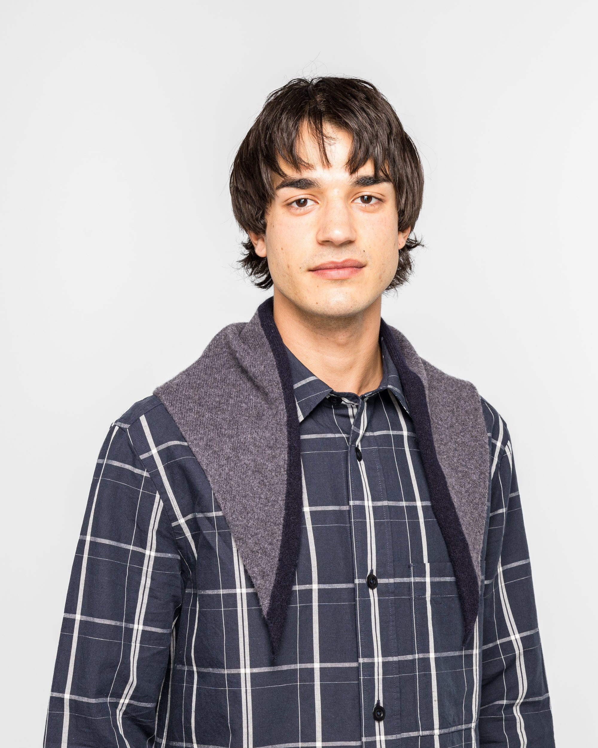 MHL. Tipped Scout Scarf - Grey/Ink Lambswool