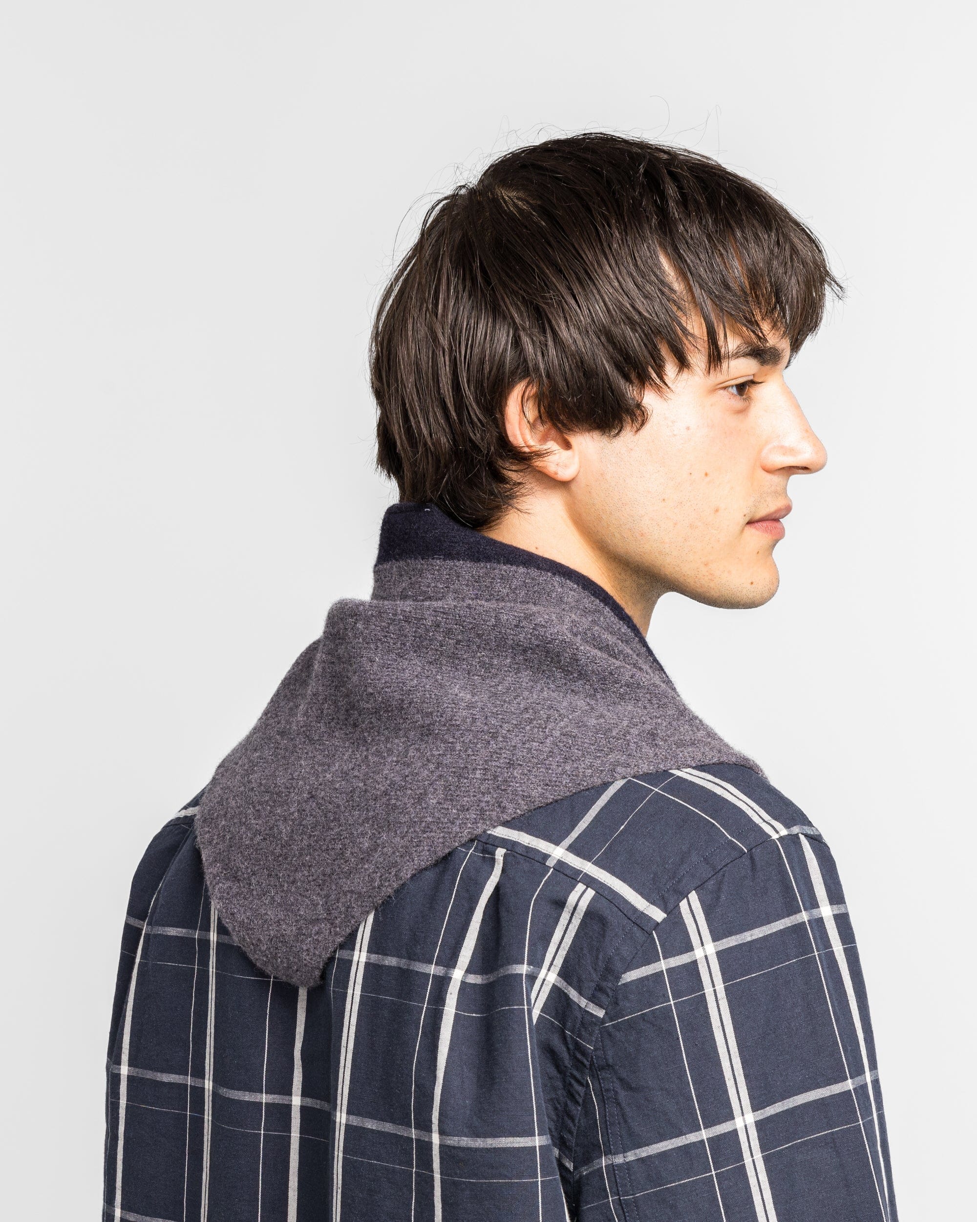 MHL. Tipped Scout Scarf - Grey/Ink Lambswool