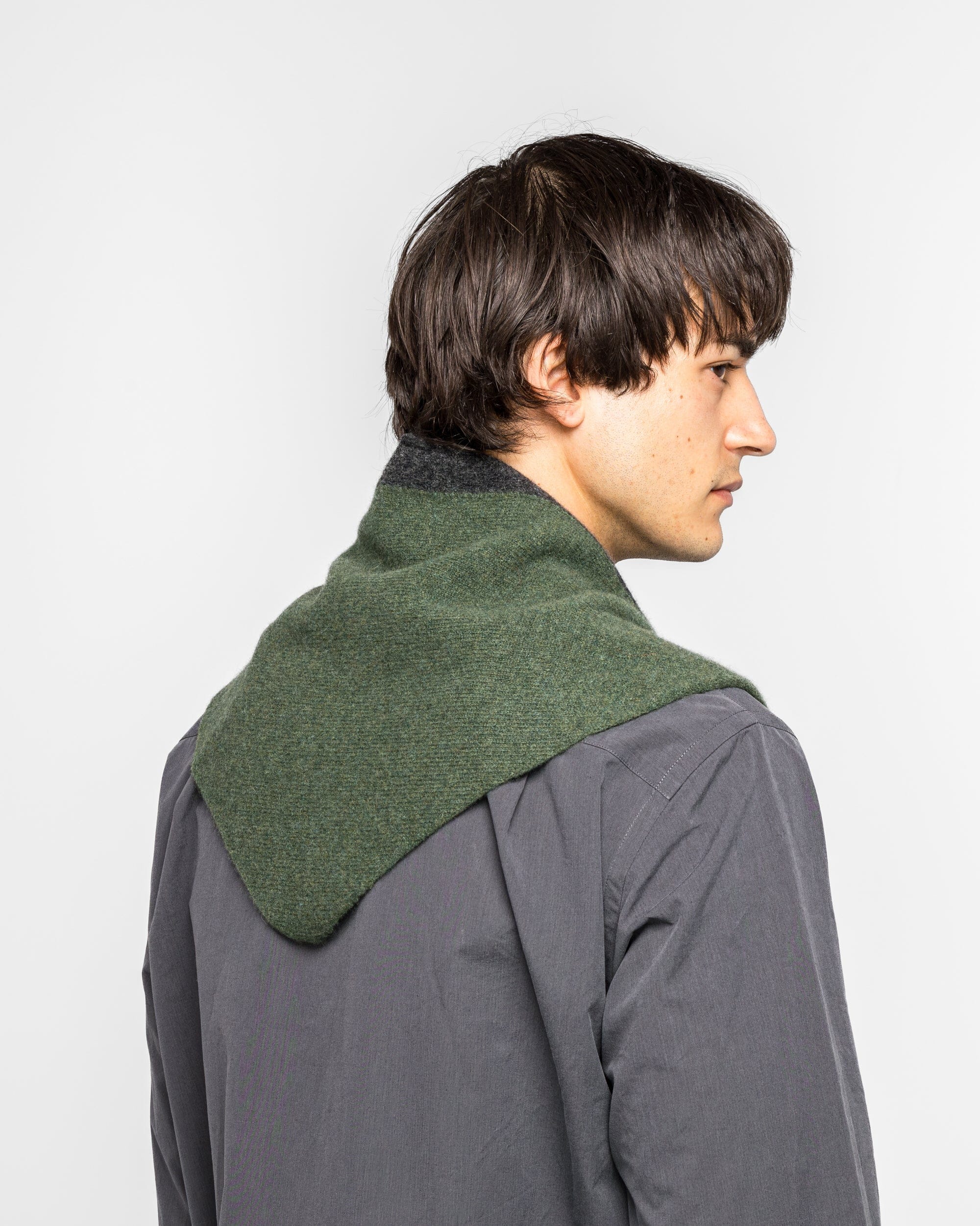 MHL. Tipped Scout Scarf - Green/Charcoal Lambswool