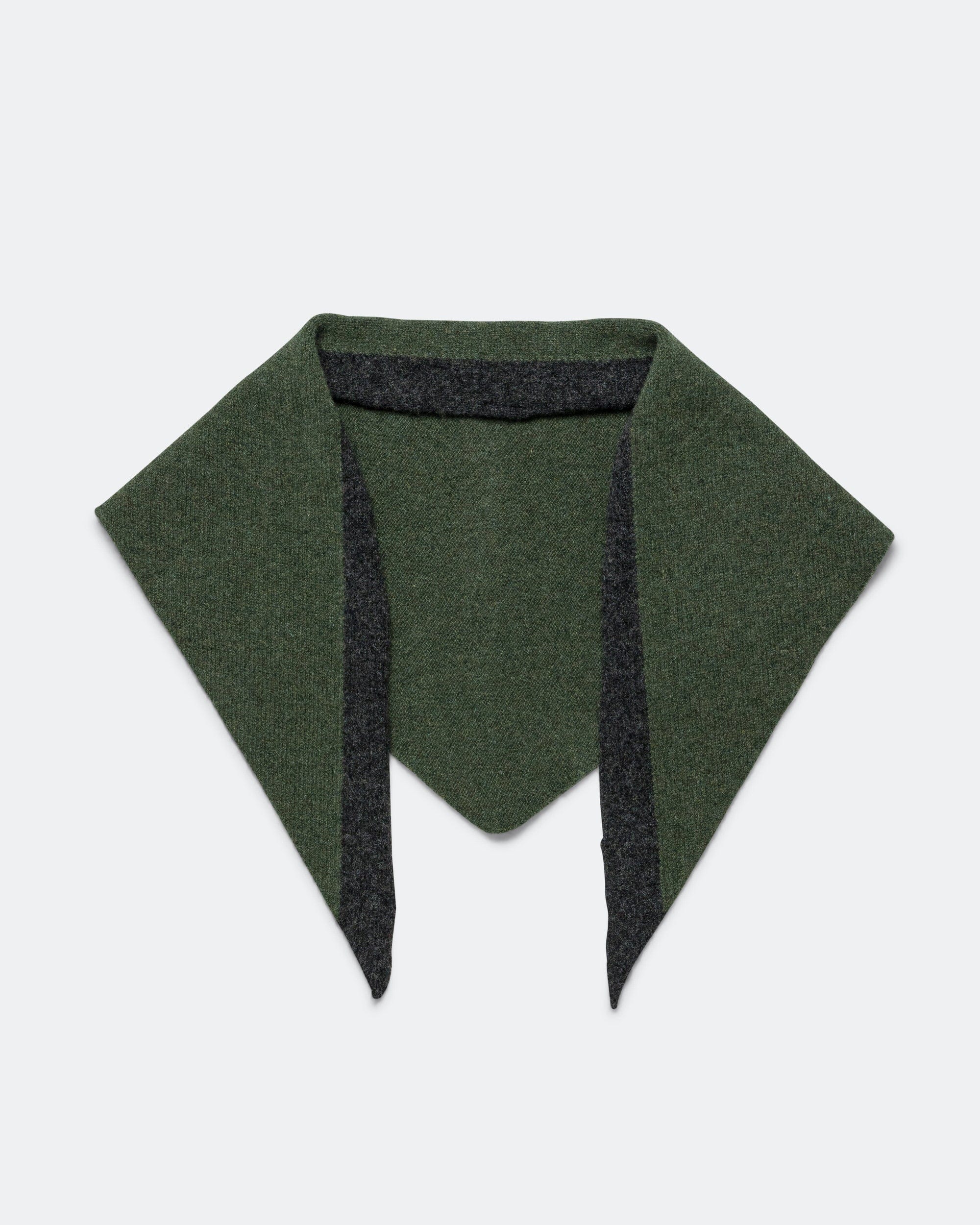 MHL. Tipped Scout Scarf - Green/Charcoal Lambswool