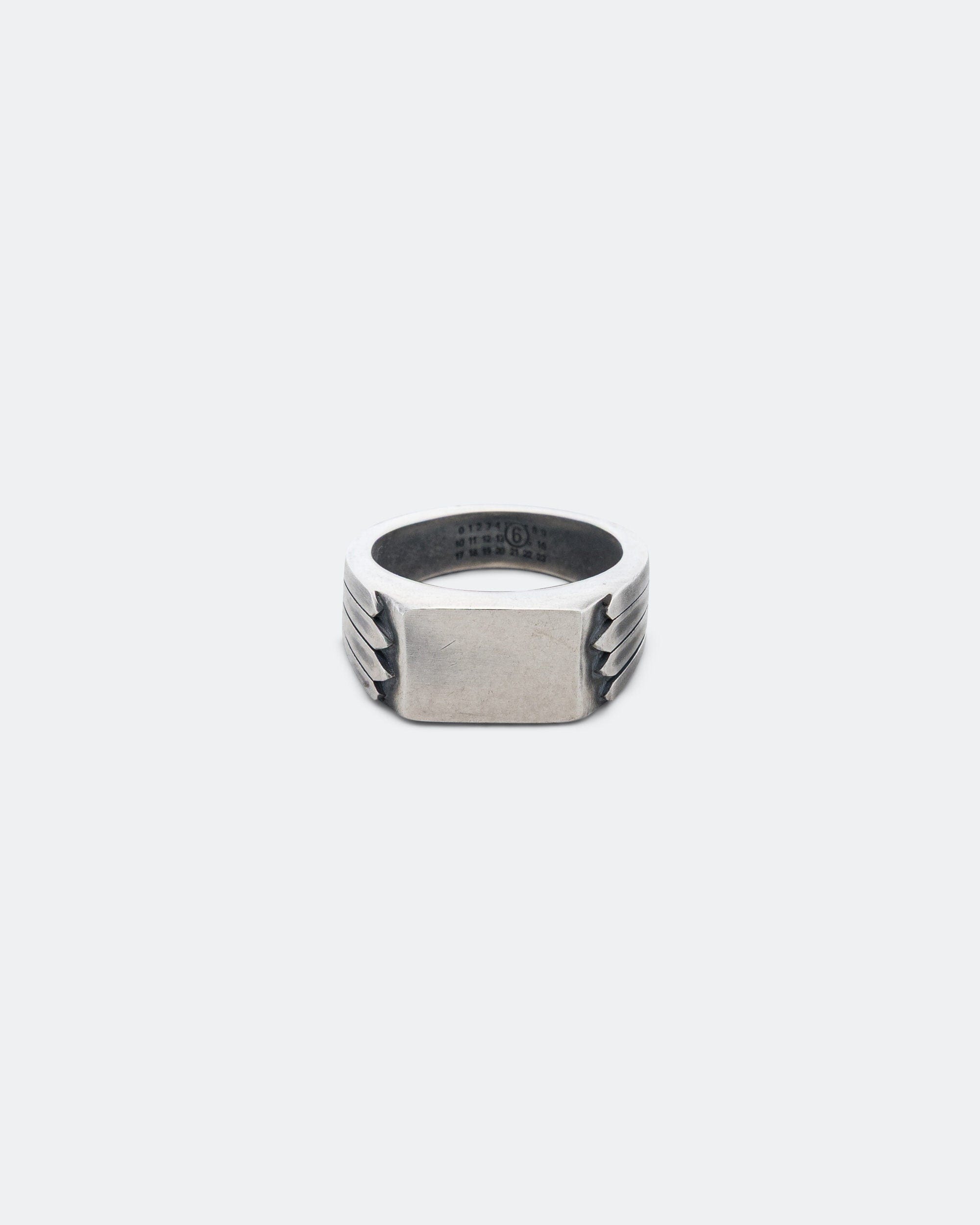 MM6 Minimal Logo Navajo Ring - Silver Toned Brass