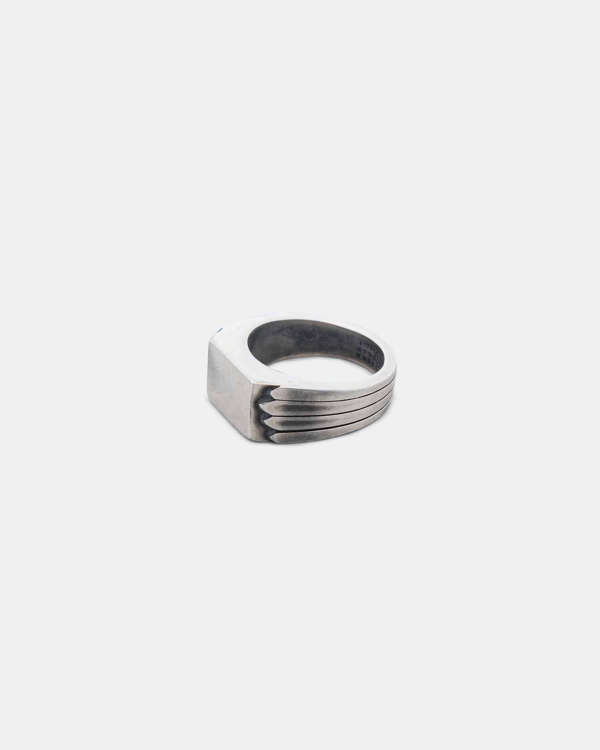 MM6 Minimal Logo Navajo Ring - Silver Toned Brass