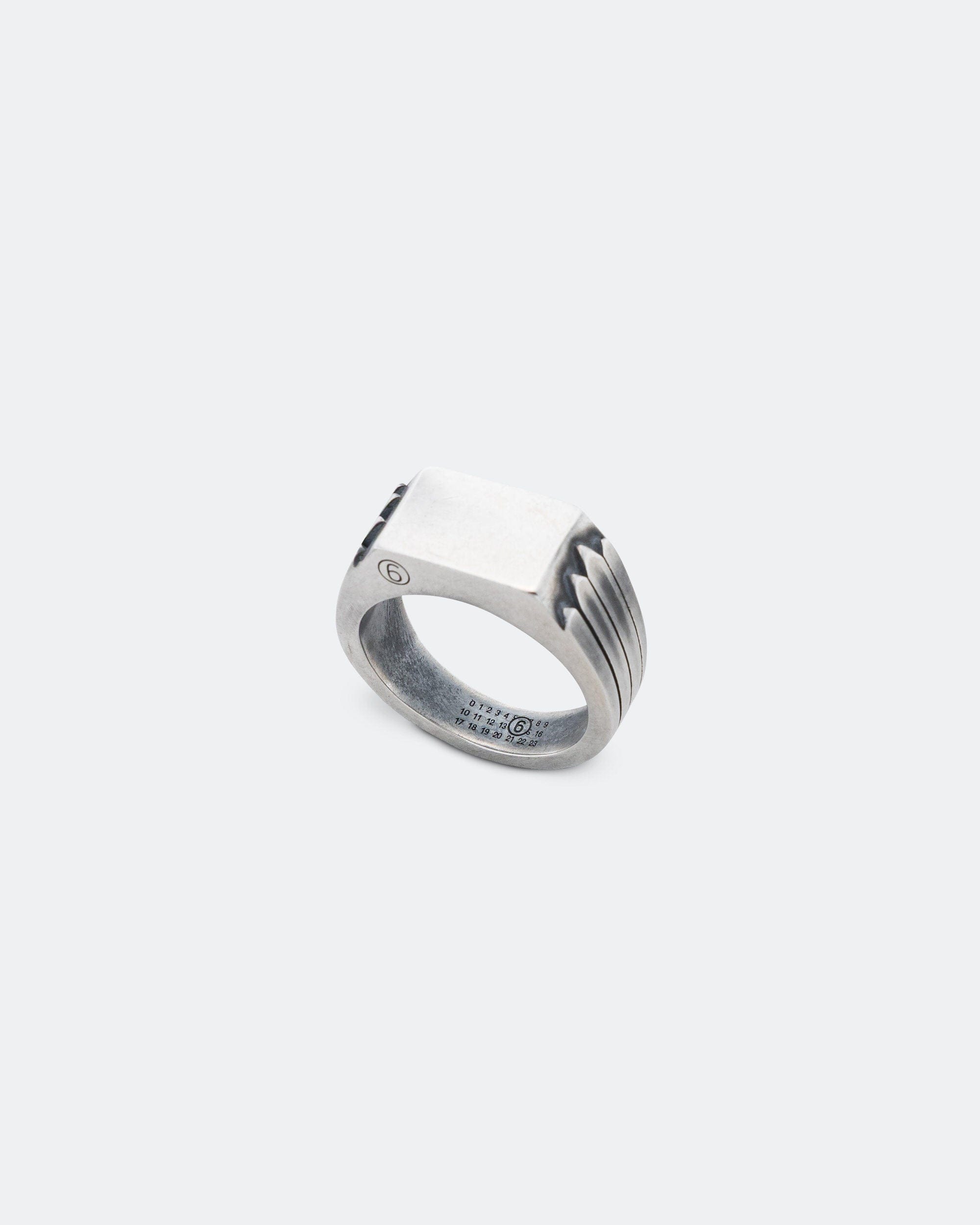 MM6 Minimal Logo Navajo Ring - Silver Toned Brass