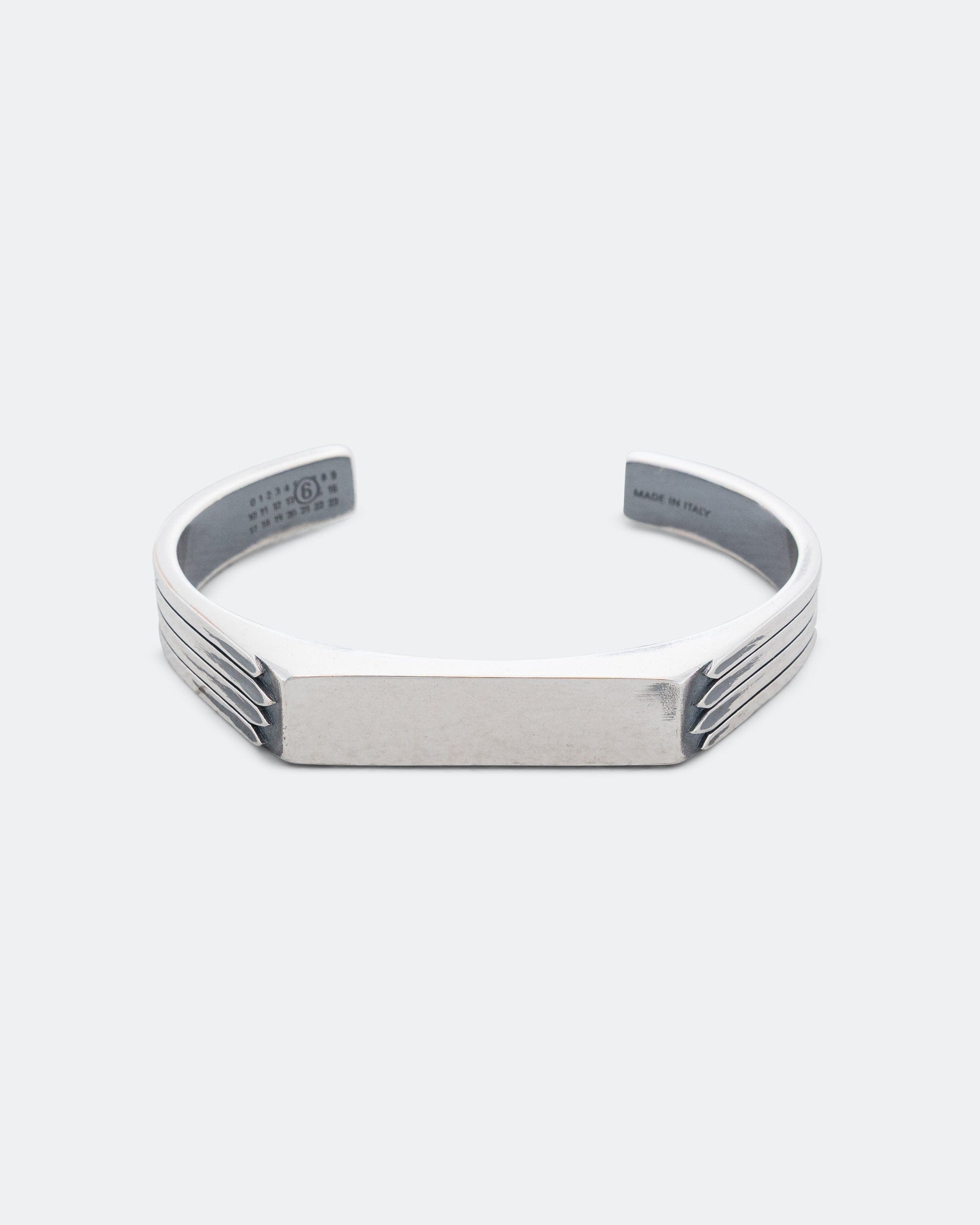 MM6 Minimal Logo Cuff Bracelet - Silver Toned Brass