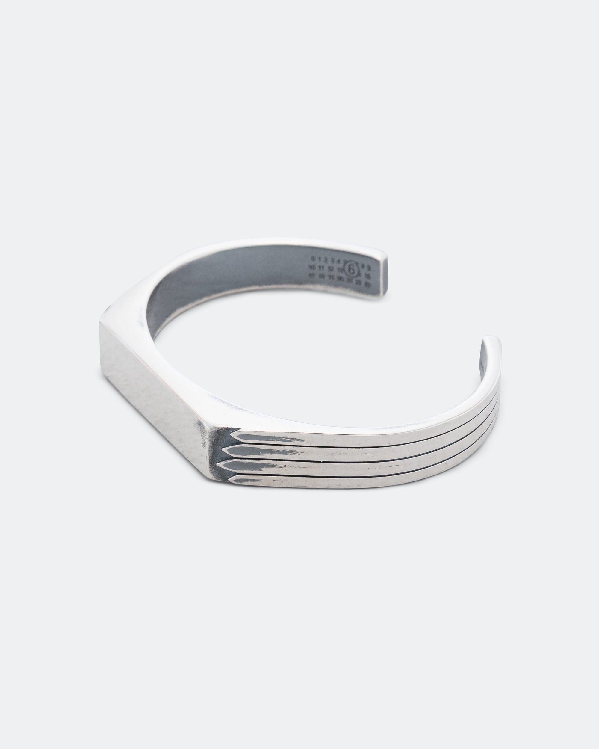MM6 Minimal Logo Cuff Bracelet - Silver Toned Brass