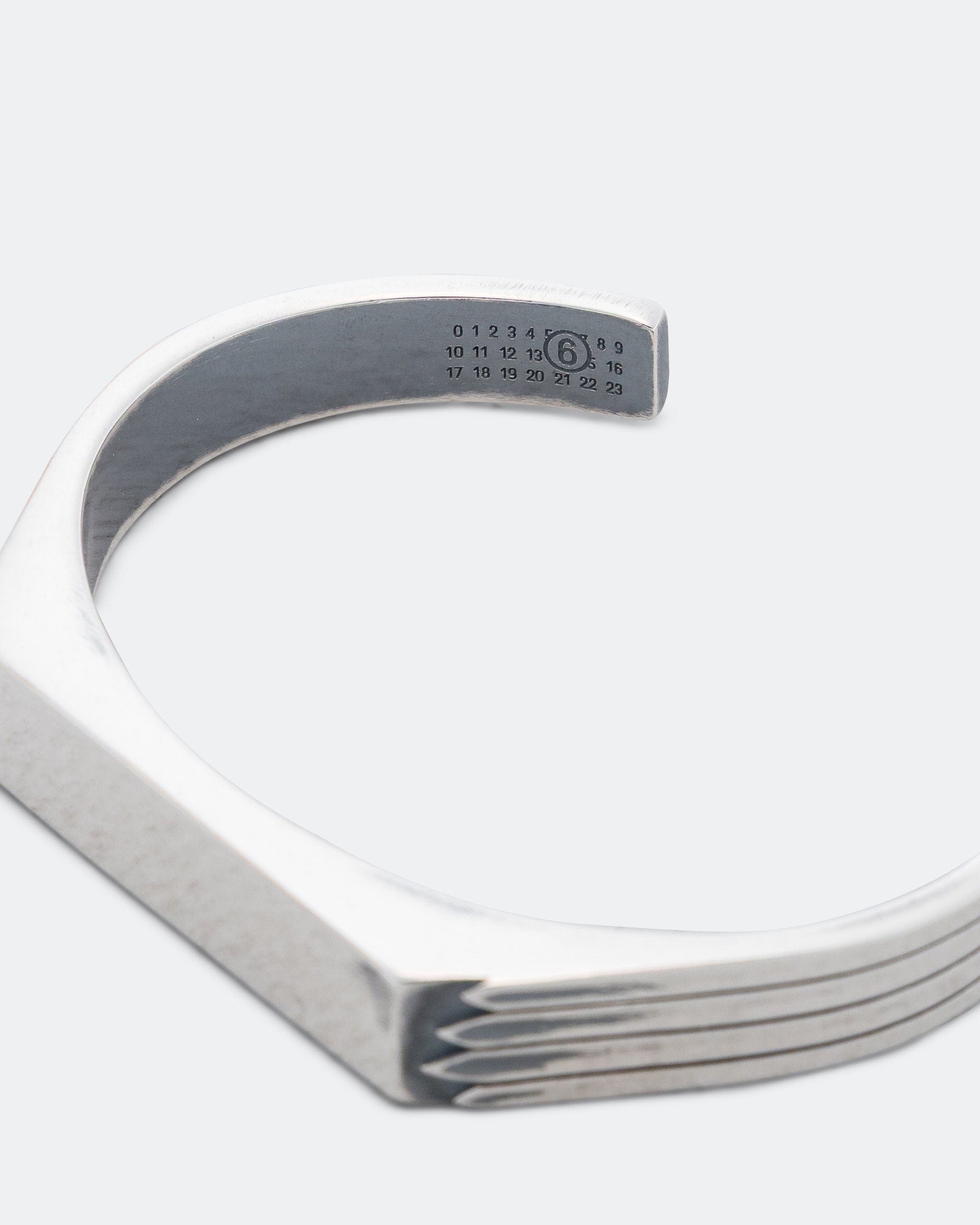 MM6 Minimal Logo Cuff Bracelet - Silver Toned Brass