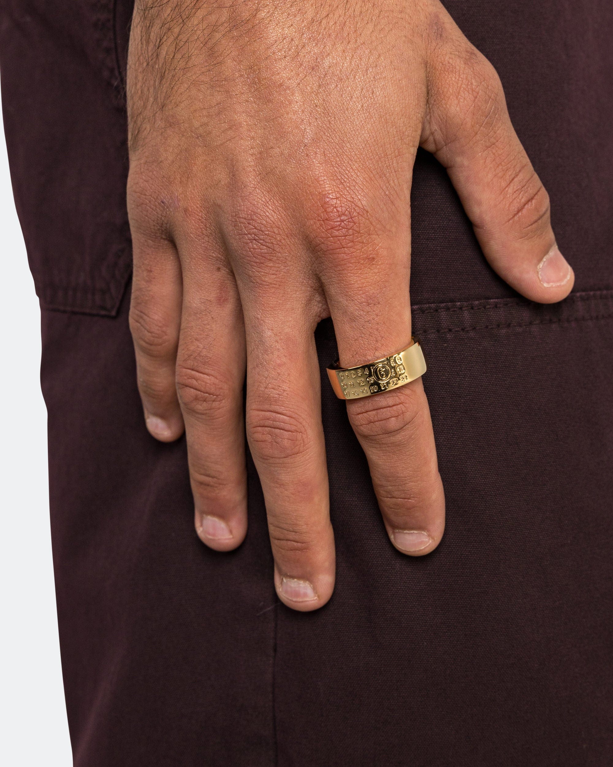 MM6 Minimal Logo 3mm Ring - Yellow Gold Brass