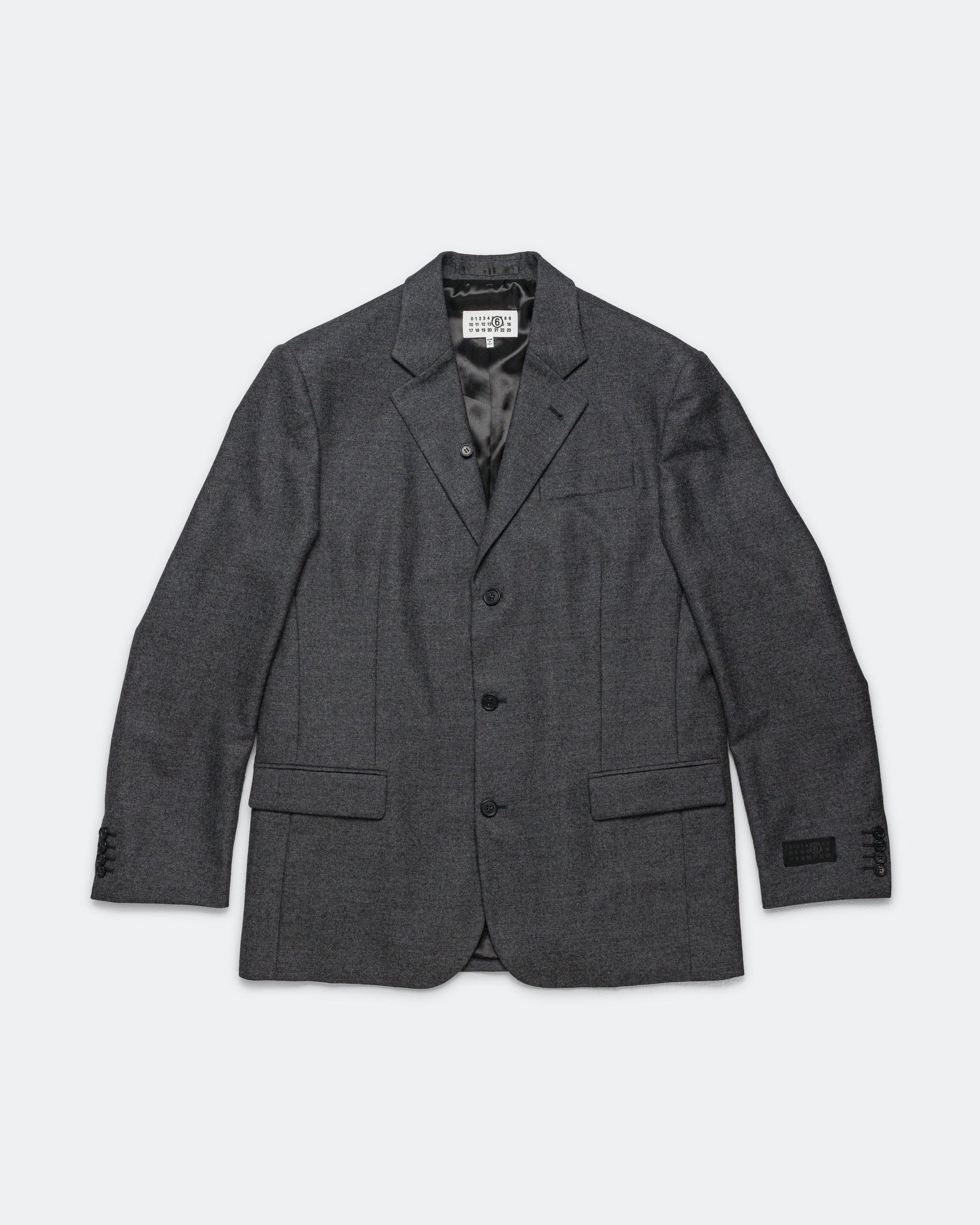 MM6 Tailored Wool Jacket - Dark Grey Melange