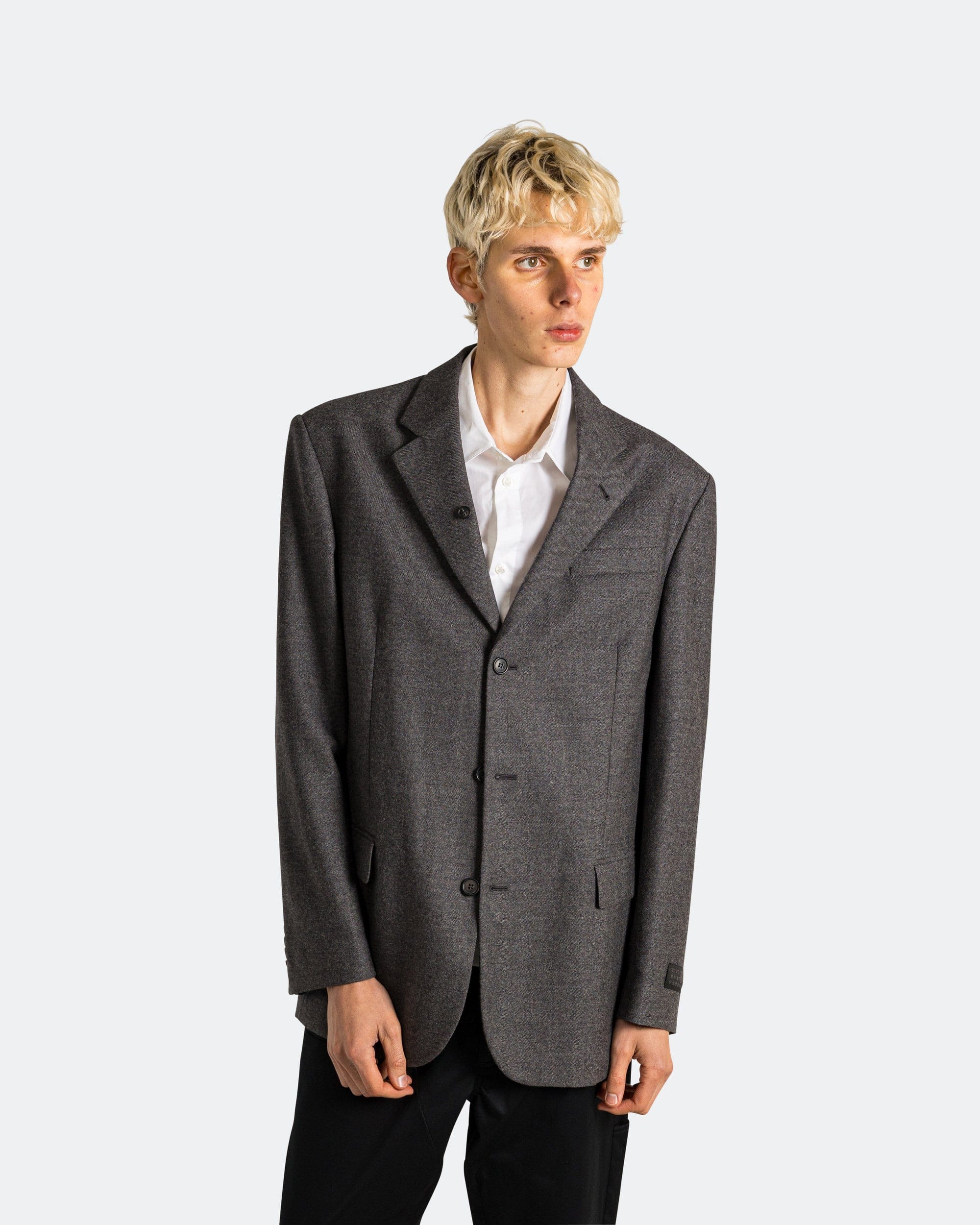 MM6 Tailored Wool Jacket - Dark Grey Melange