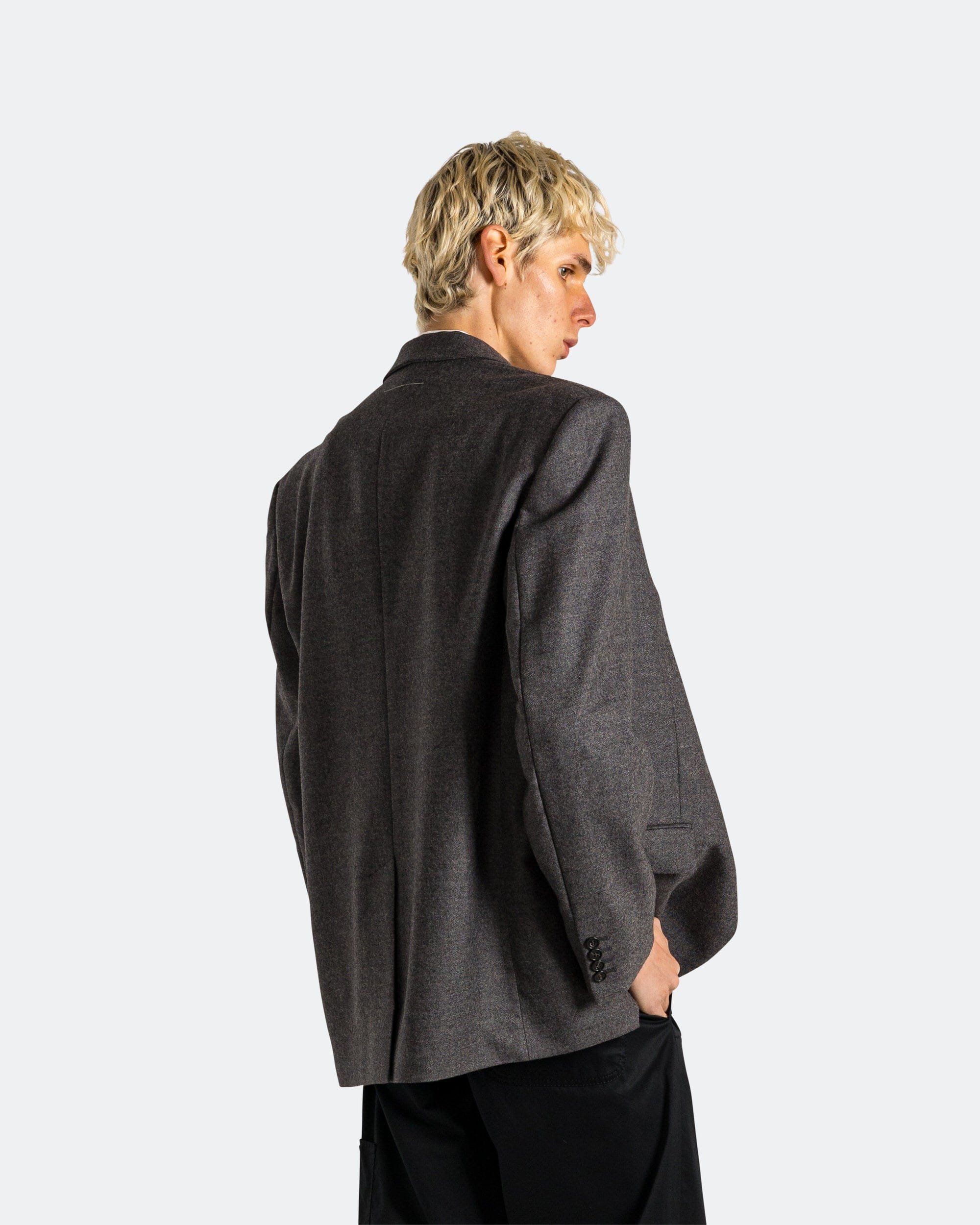 MM6 Tailored Wool Jacket - Dark Grey Melange