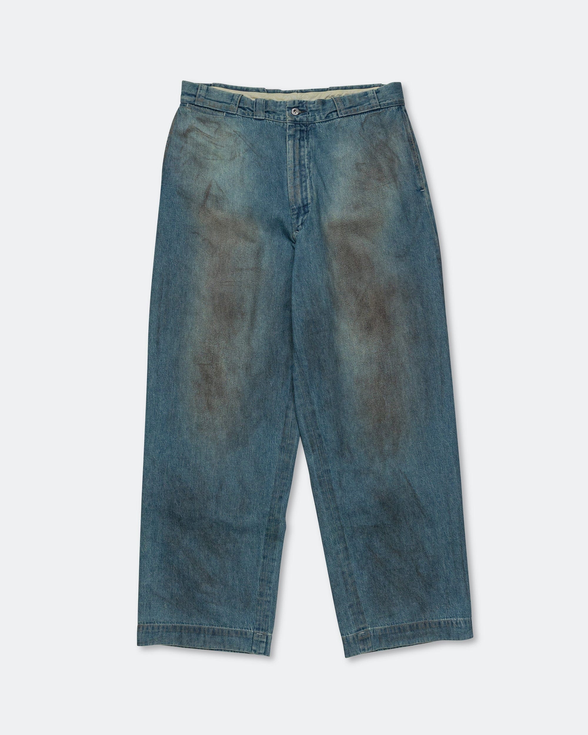 A.PRESSE Vintage Washed Denim Work Pants - Indigo