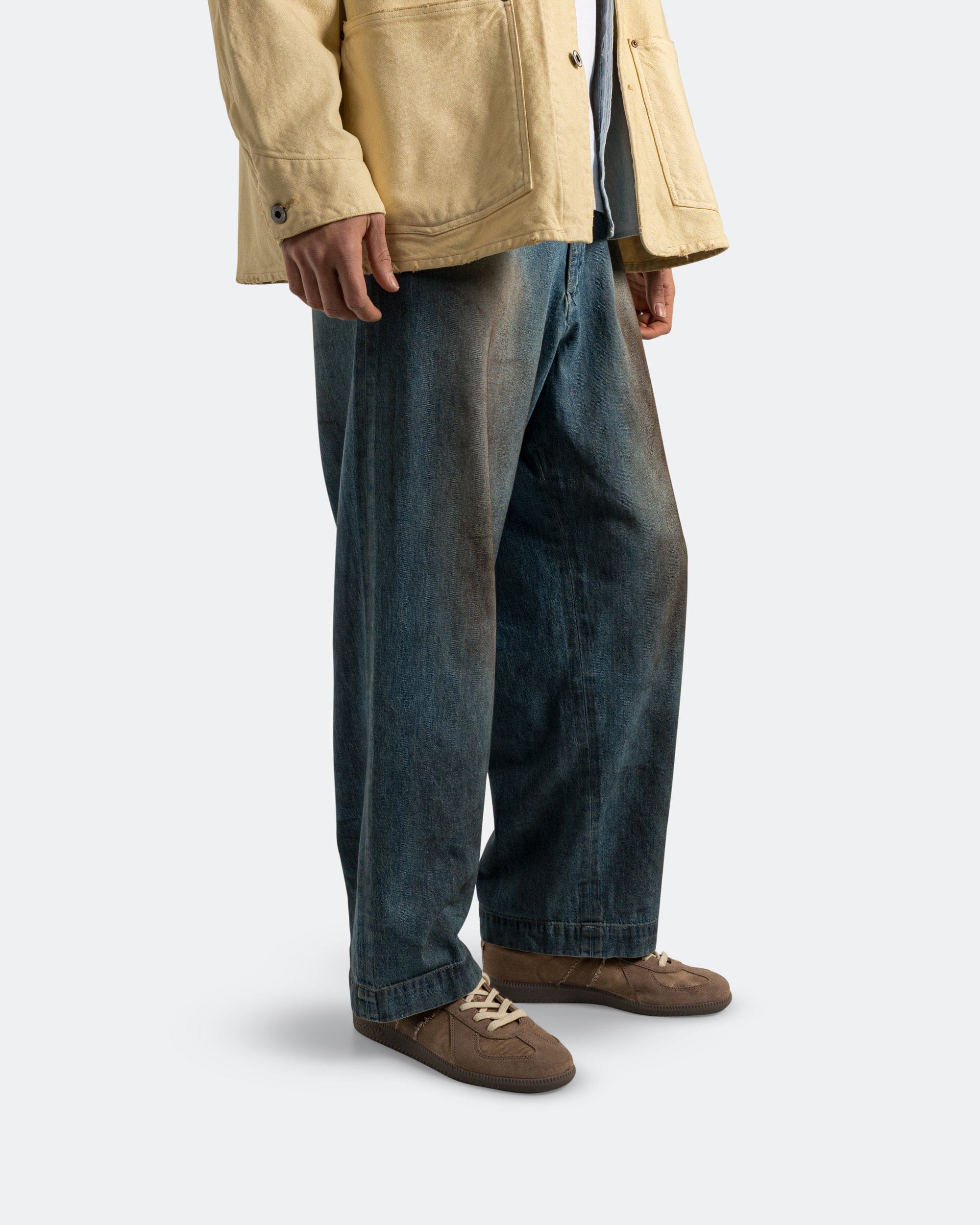 A.PRESSE Vintage Washed Denim Work Pants - Indigo
