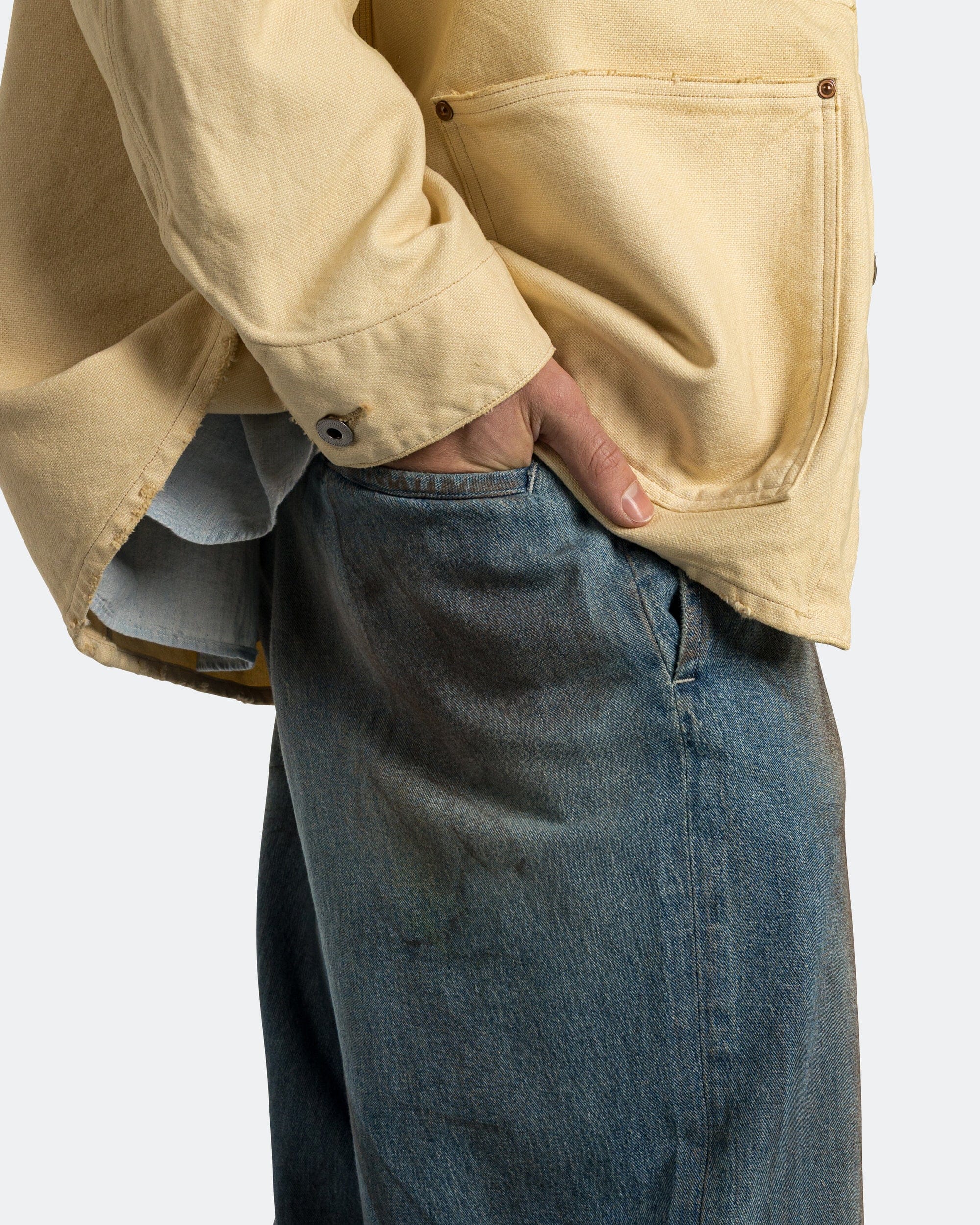 A.PRESSE Vintage Washed Denim Work Pants - Indigo