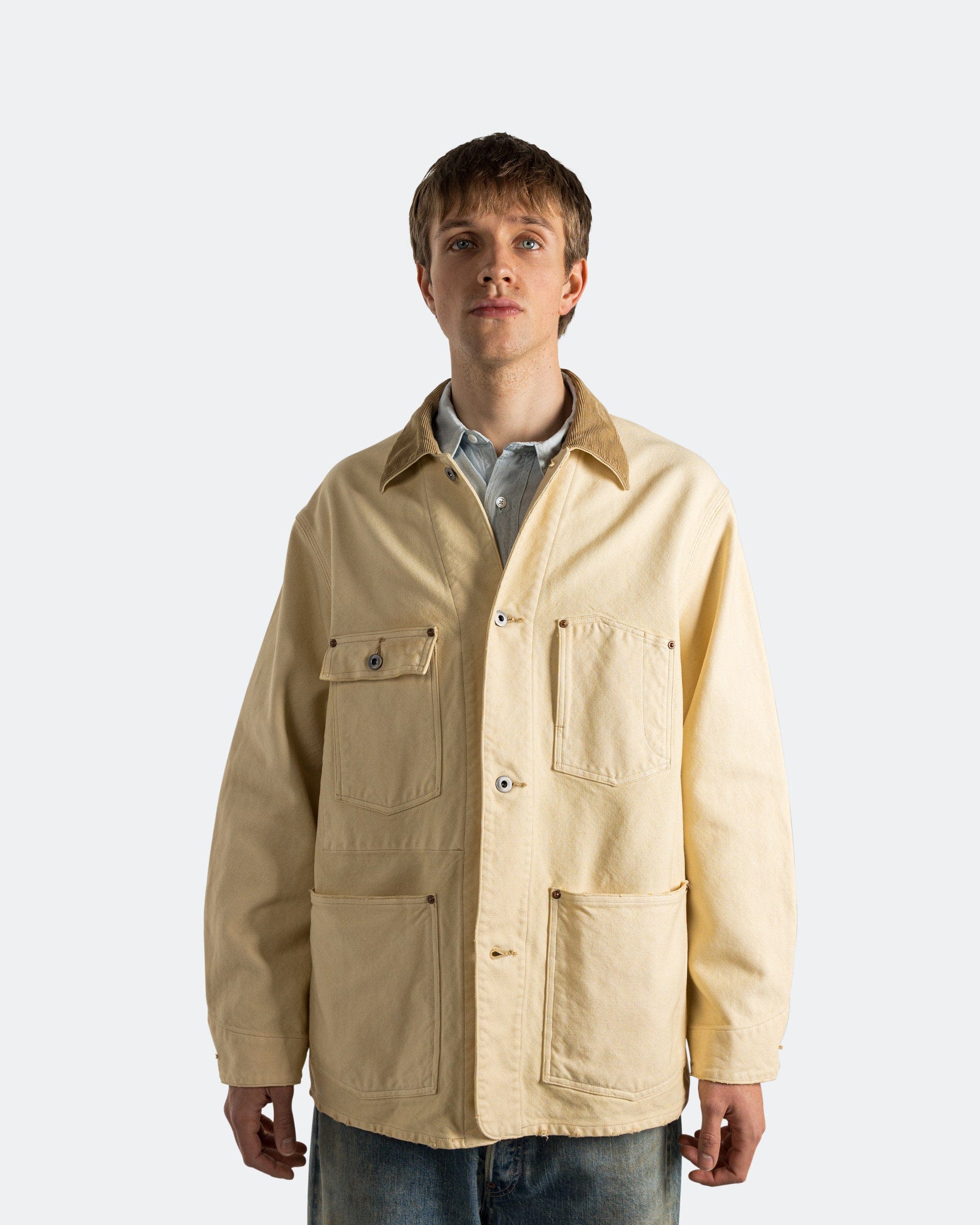 A.PRESSE Vintage Silk Hemp Coverall Jacket - Beige