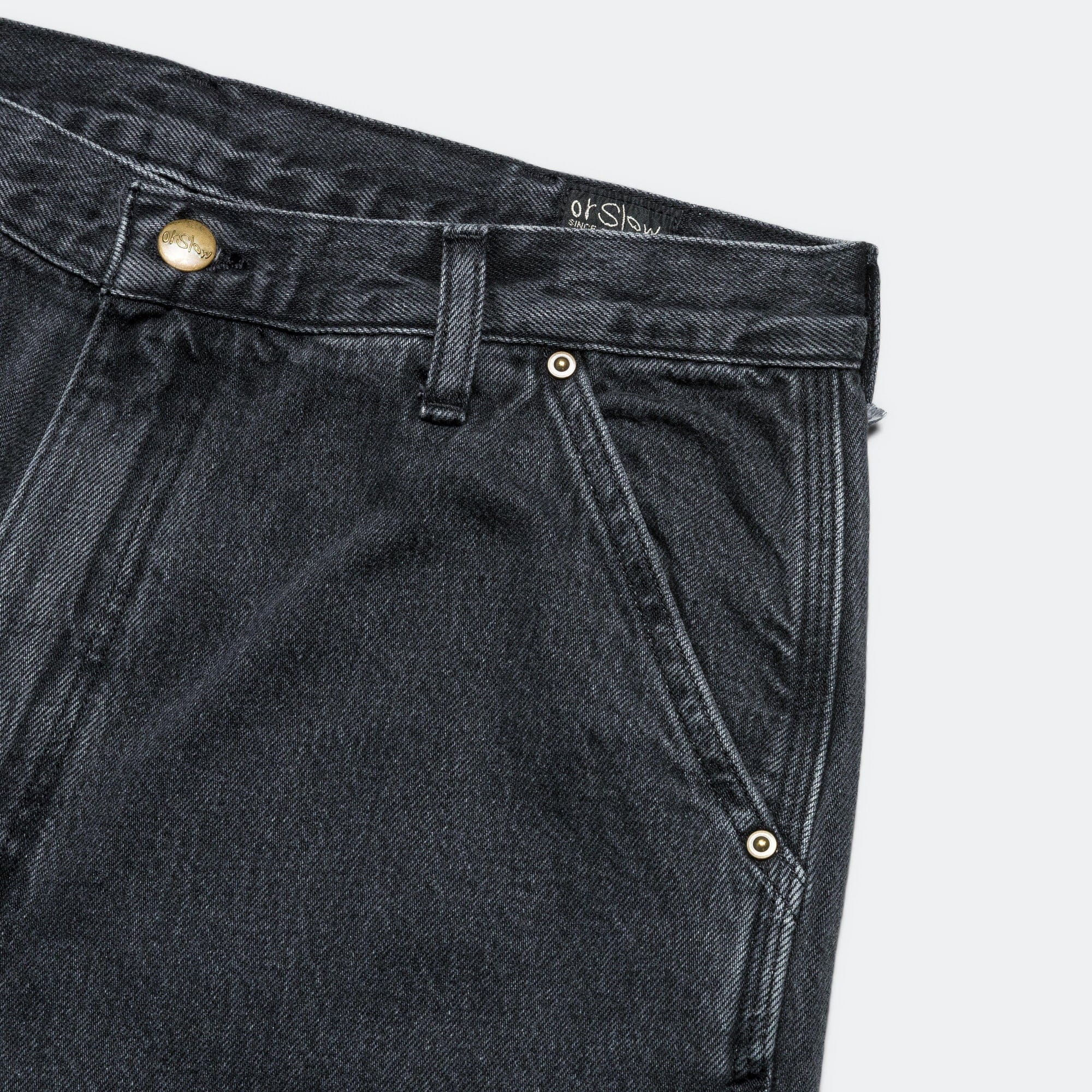 orSlow Dad's Fit Painter Pants - Black Denim Stone Wash