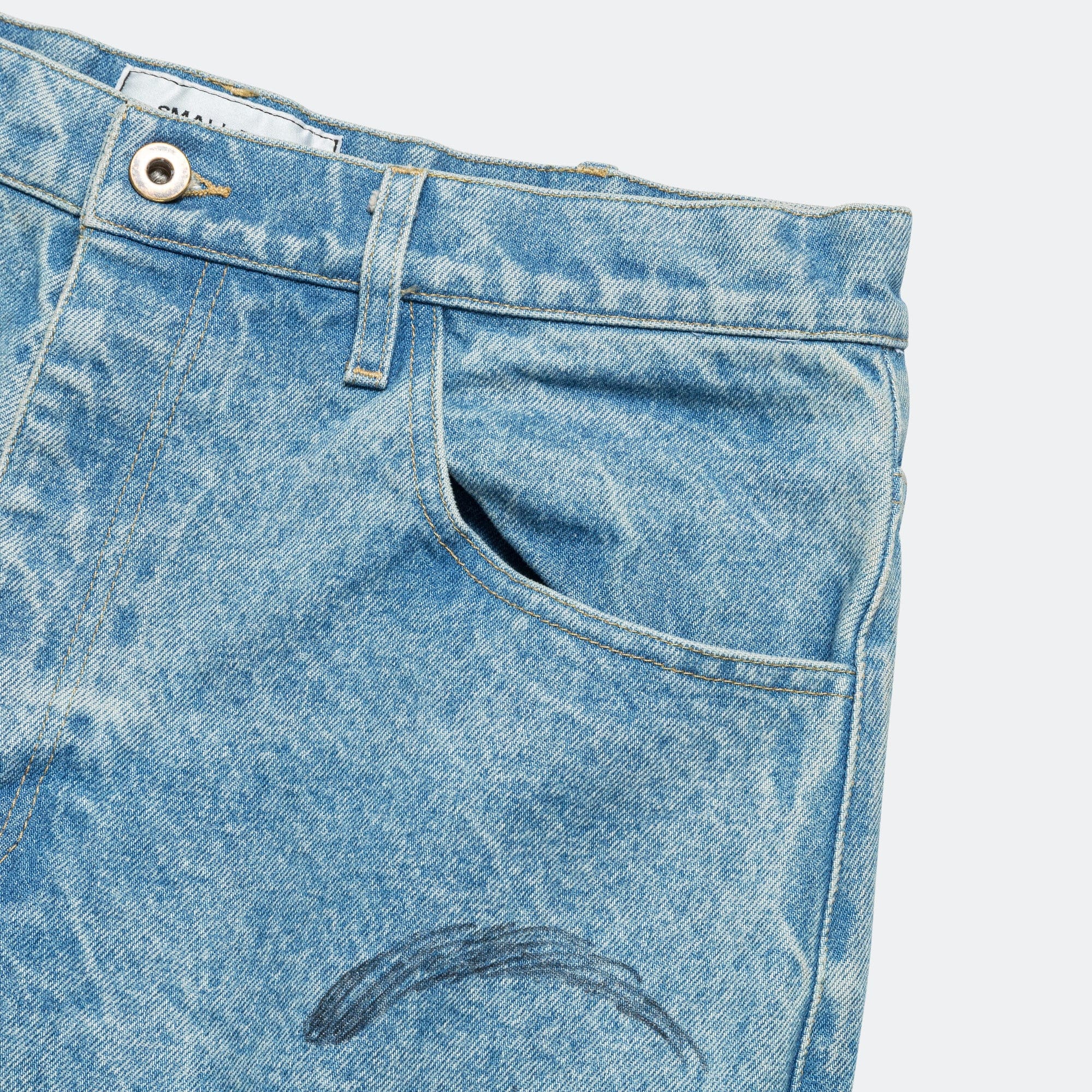 Small Talk Denim Marker Drawn Jeans - Blue Indigo