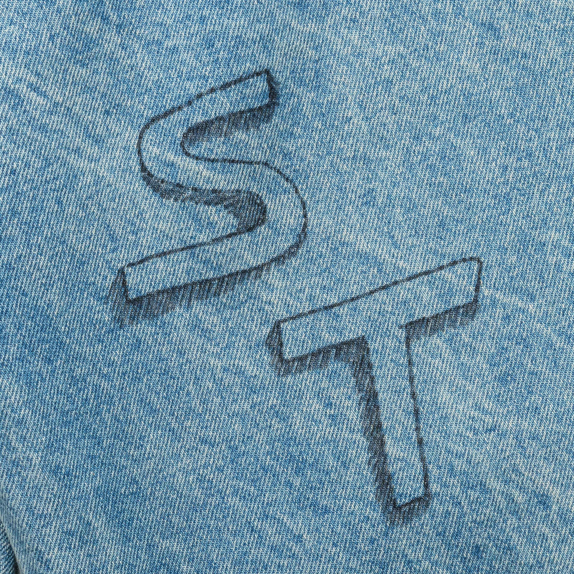 Small Talk Denim Marker Drawn Jeans - Blue Indigo