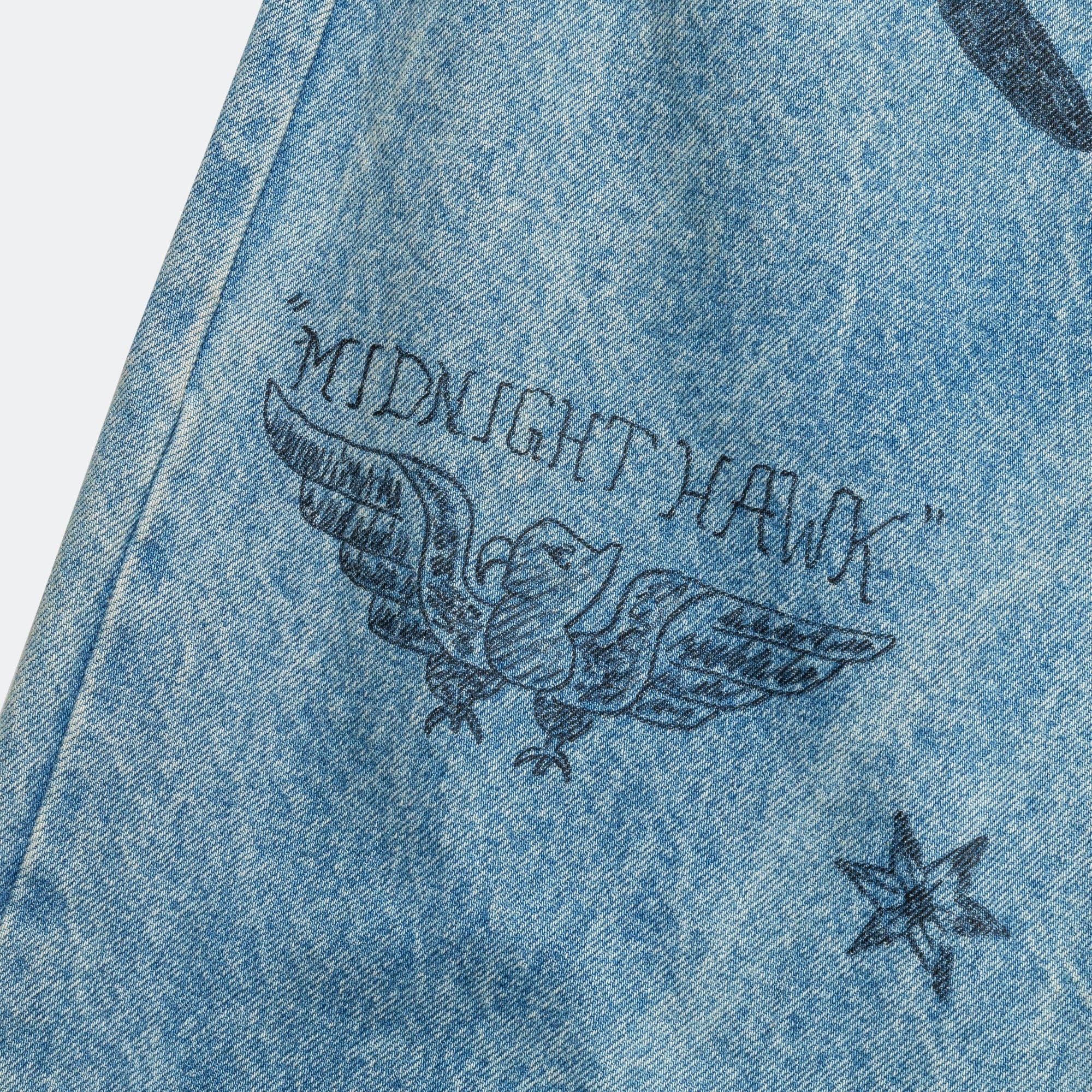 Small Talk Denim Marker Drawn Jeans - Blue Indigo