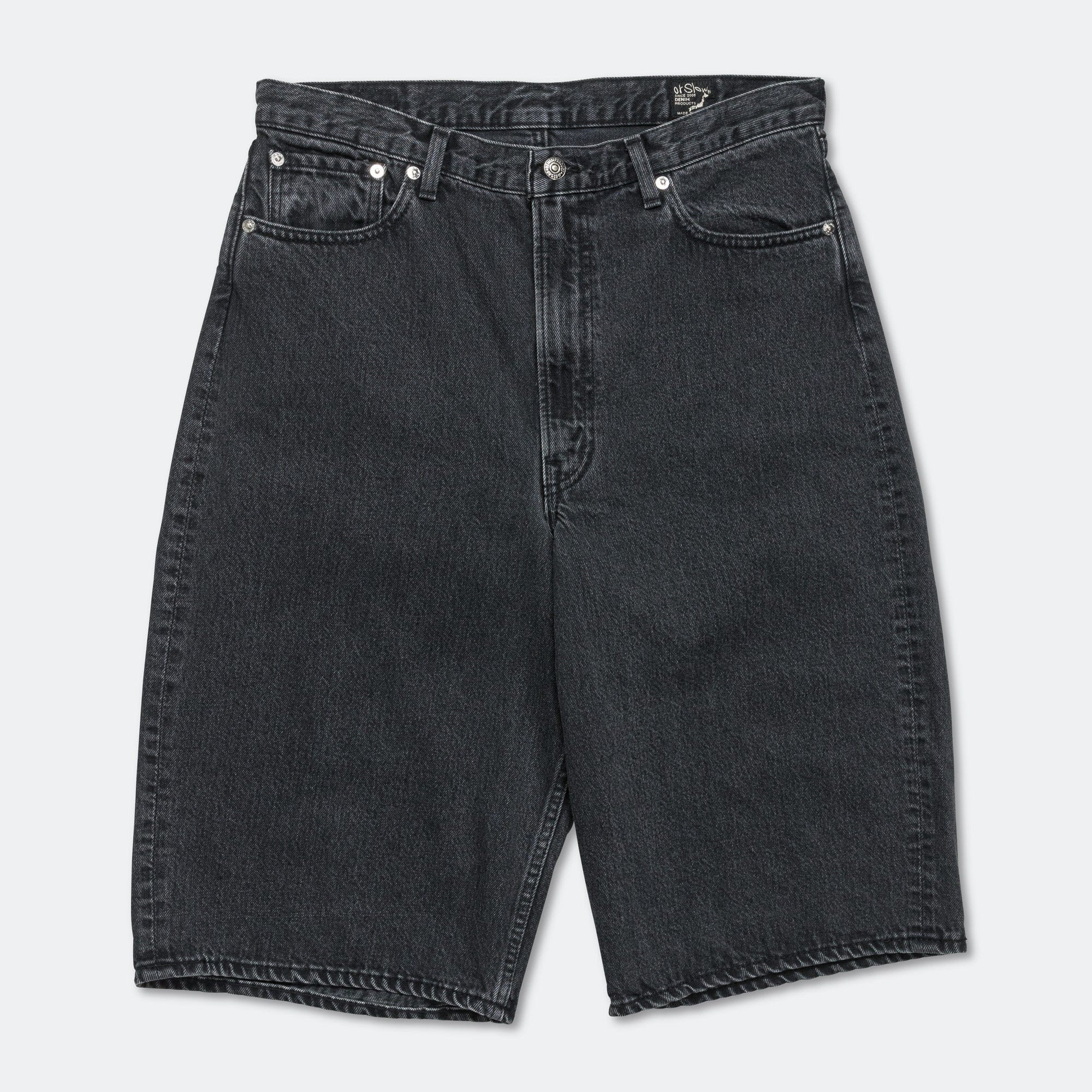 orSlow Super Dad Fit Shorts - Black Denim Stone