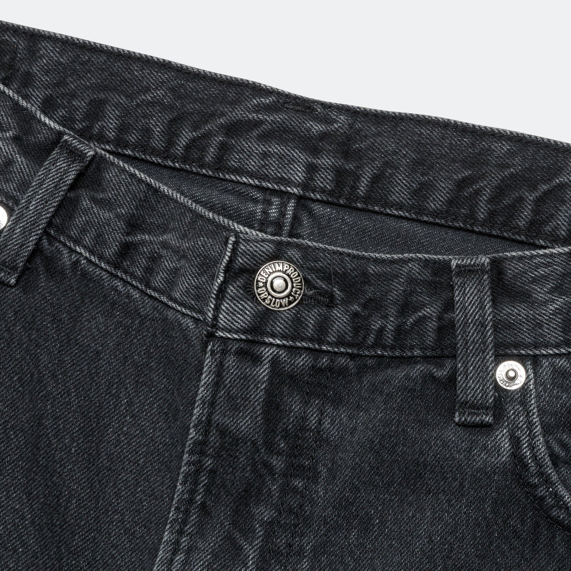 orSlow Super Dad Fit Shorts - Black Denim Stone