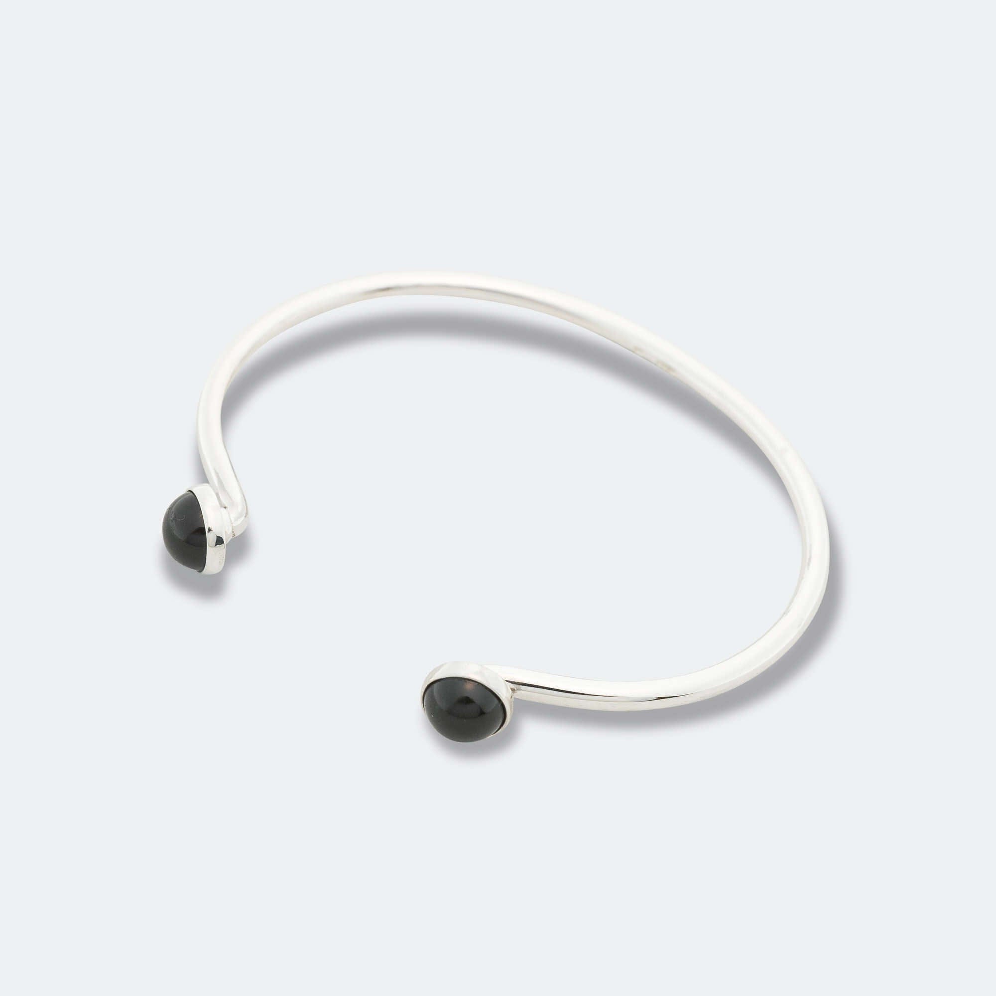 Mikia Bangle Bracelet - 925 Silver/Onyx
