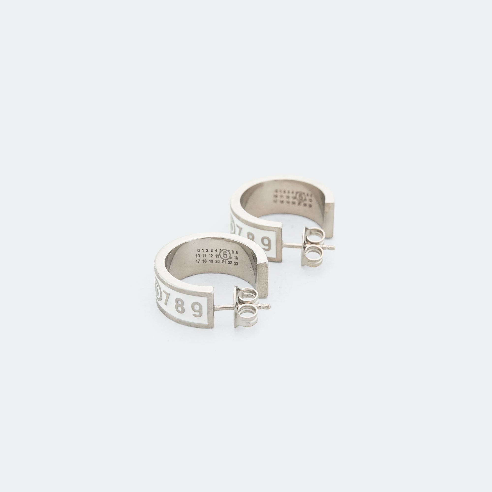 MM6 Enamel Logo Earrings - White/Silver Toned Brass