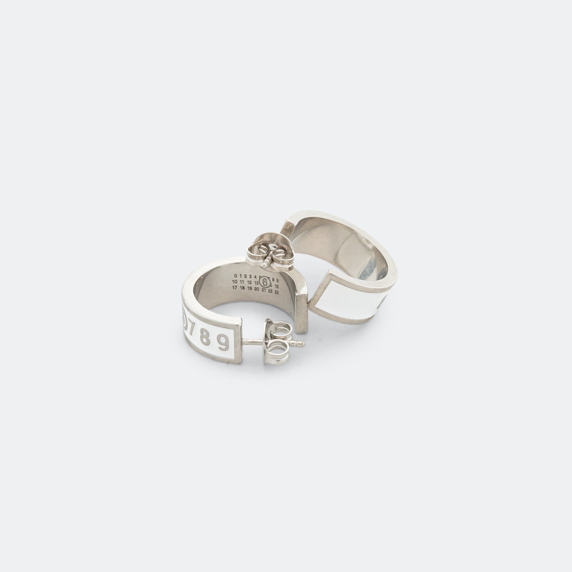MM6 Enamel Logo Earrings - White/Silver Toned Brass