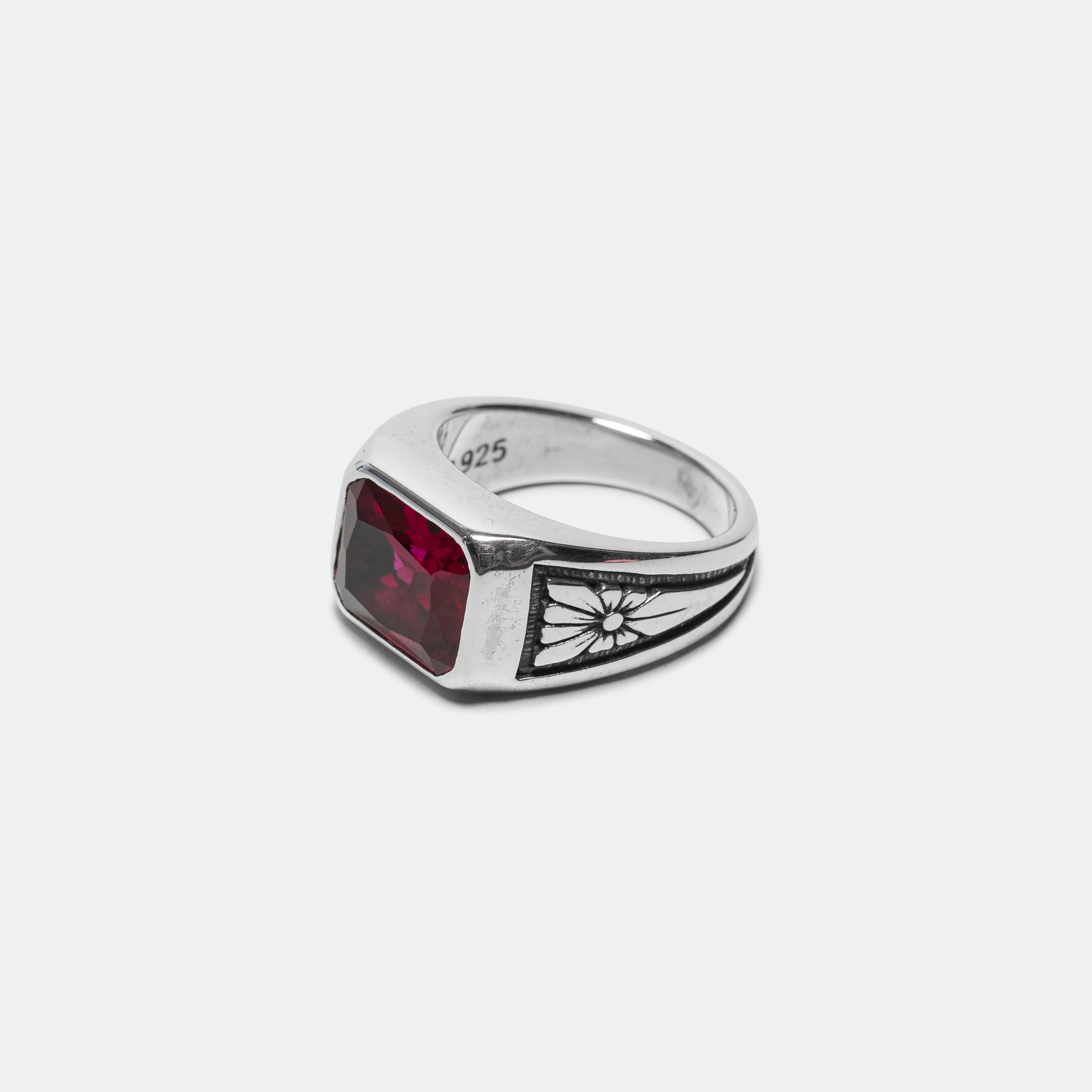 Maple Midnight Ring Slim - 925 Silver/Ruby