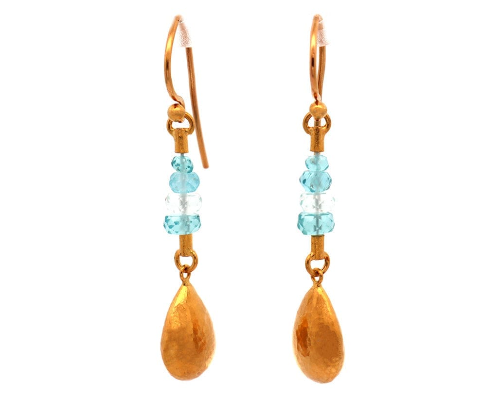 Gurhan Blue Sapphire Dangle Earrings in 22K