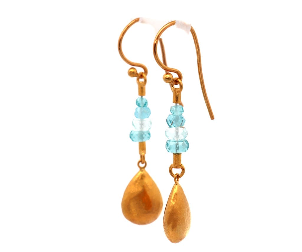 Gurhan Blue Sapphire Dangle Earrings in 22K
