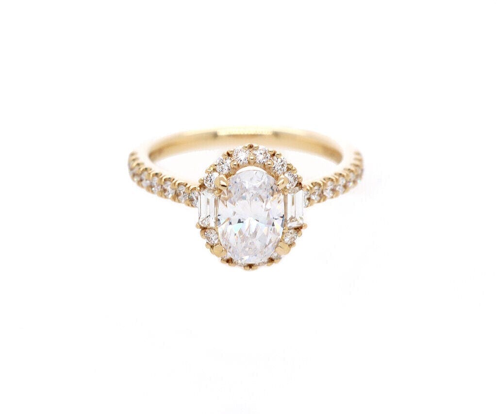 Gabriel & Co. New Gabriel & Co 0.69ctw Diamond Hamilton Oval Frame Straight Semi Ring 14K