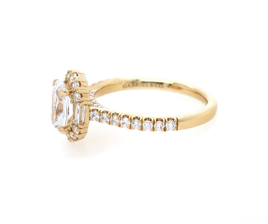 Gabriel & Co. New Gabriel & Co 0.69ctw Diamond Hamilton Oval Frame Straight Semi Ring 14K
