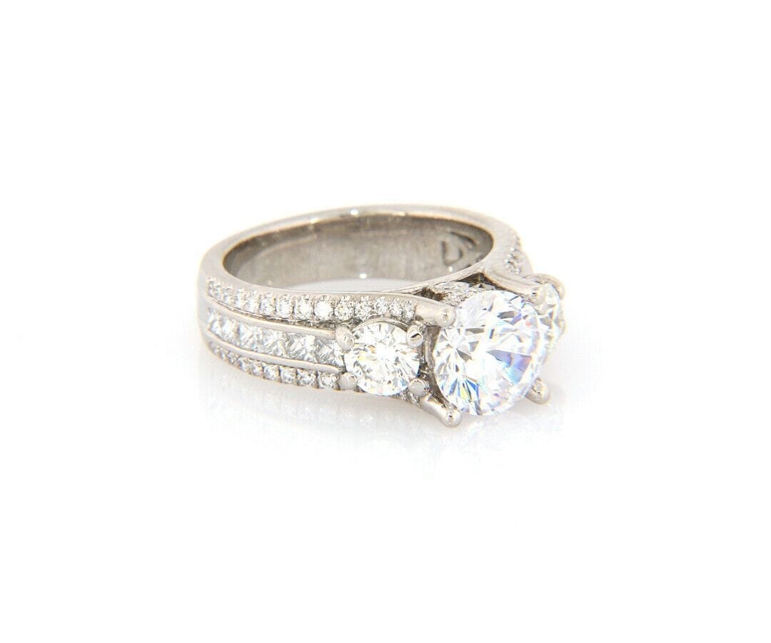 Gabriel & Co. New Gabriel & Co. 1.80ctw Diamond Three Stone Semi Mount Ring in 14K