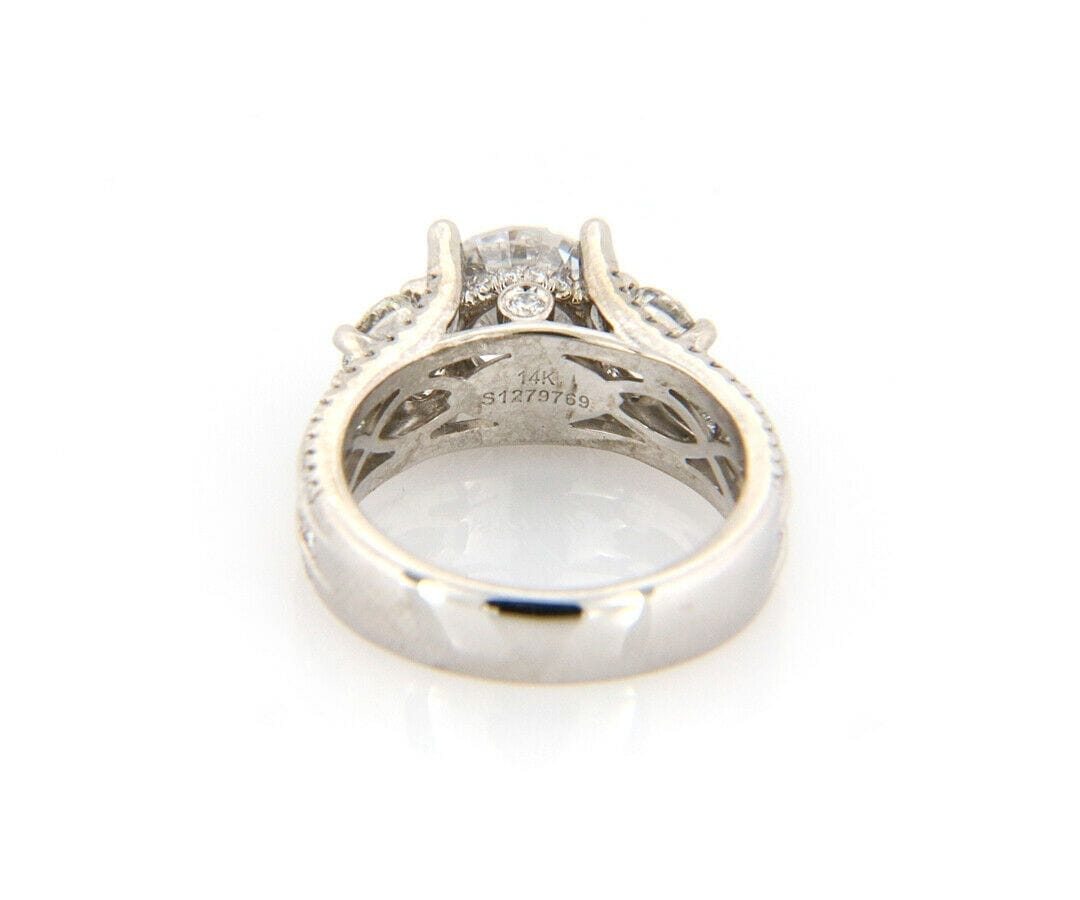 Gabriel & Co. New Gabriel & Co. 1.80ctw Diamond Three Stone Semi Mount Ring in 14K