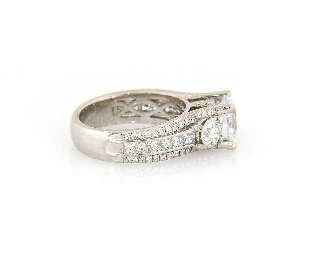 Gabriel & Co. New Gabriel & Co. 1.80ctw Diamond Three Stone Semi Mount Ring in 14K