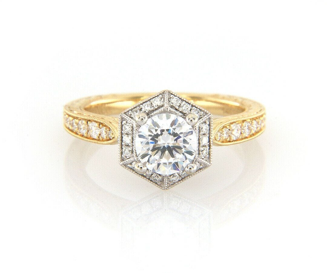 Gabriel & Co. New Gabriel & Co. 0.27ctw Hexagon Frame Semi Mount Ring in 14K