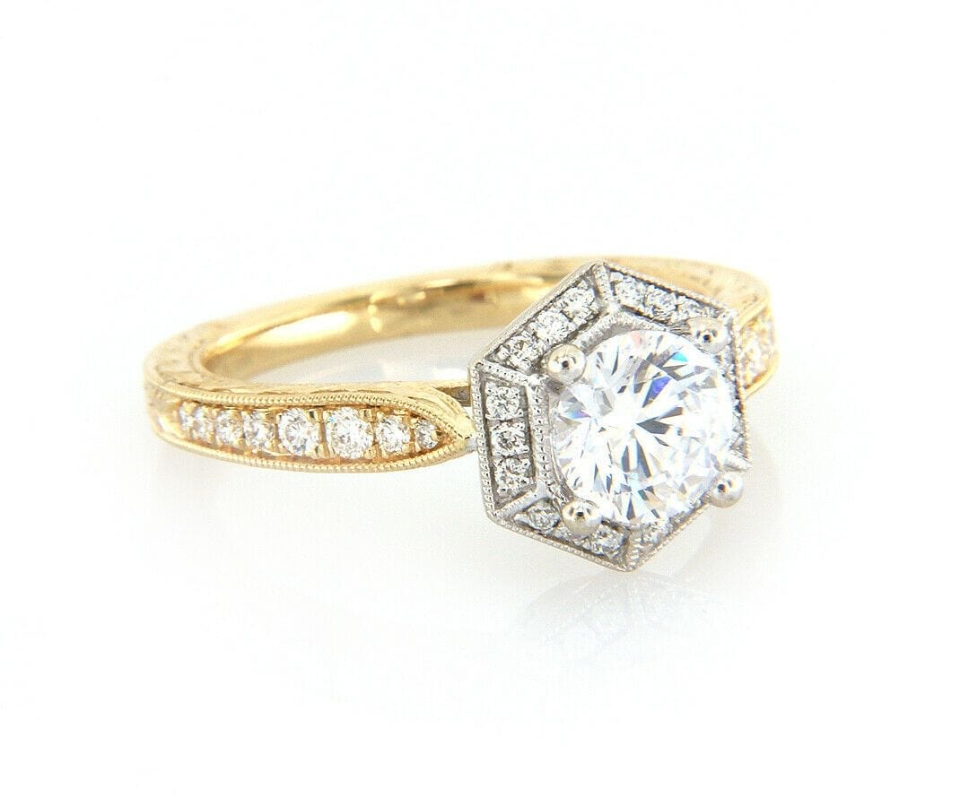 Gabriel & Co. New Gabriel & Co. 0.27ctw Hexagon Frame Semi Mount Ring in 14K