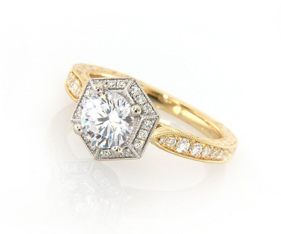 Gabriel & Co. New Gabriel & Co. 0.27ctw Hexagon Frame Semi Mount Ring in 14K