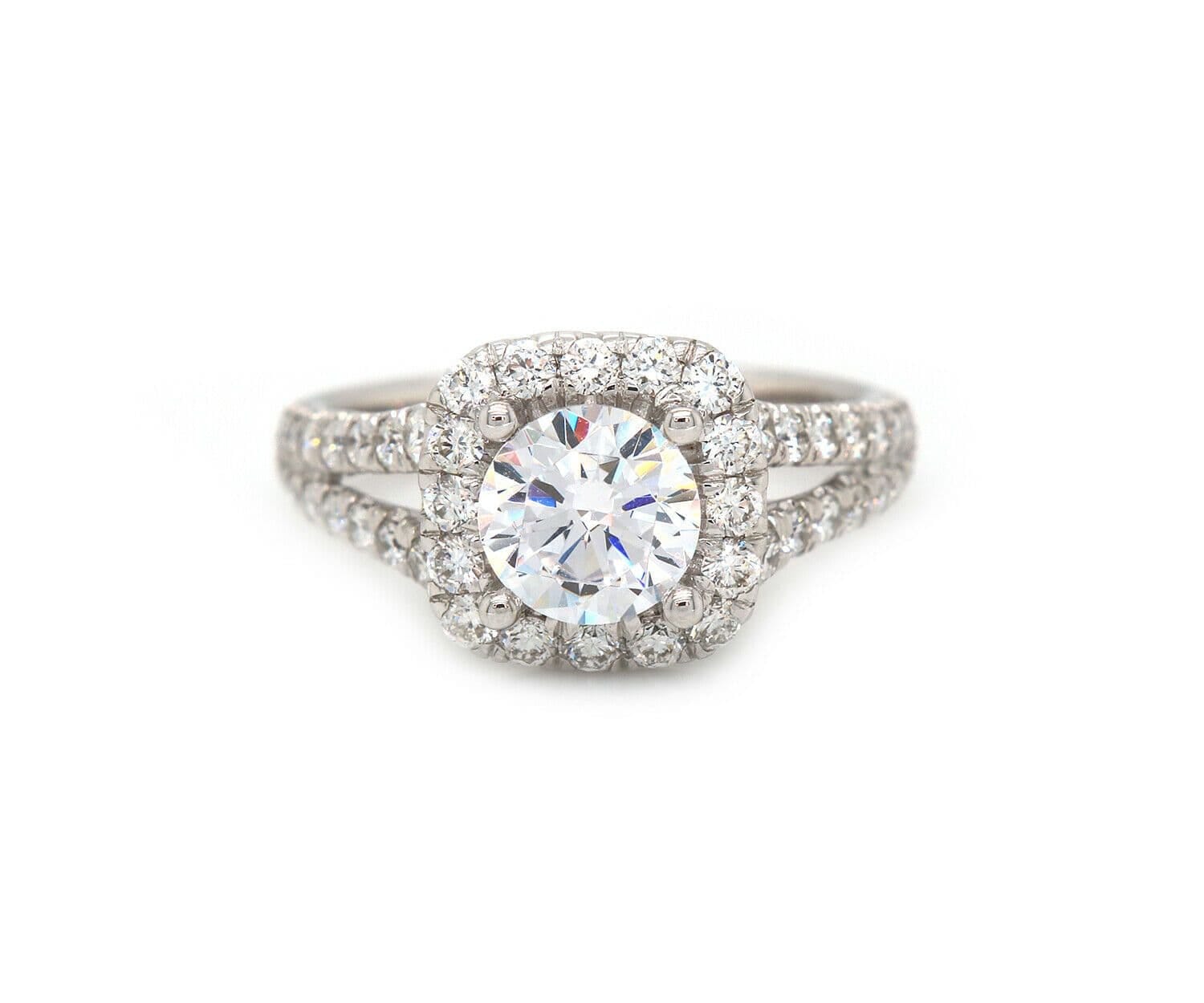Gabriel & Co. New Gabriel & Co. Diamond Halo Split Shank Semi Mount Ring in 14K