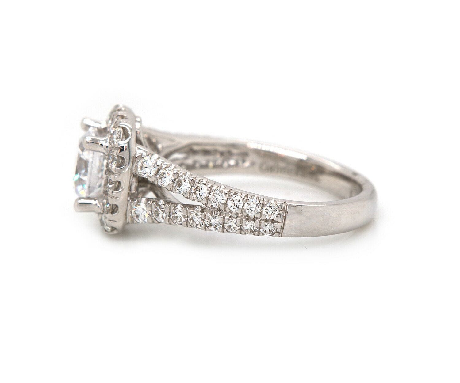 Gabriel & Co. New Gabriel & Co. Diamond Halo Split Shank Semi Mount Ring in 14K