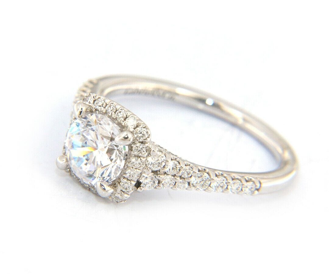Gabriel & Co. New Gabriel & Co. Halo Double Row Semi Mount Ring in 18kt