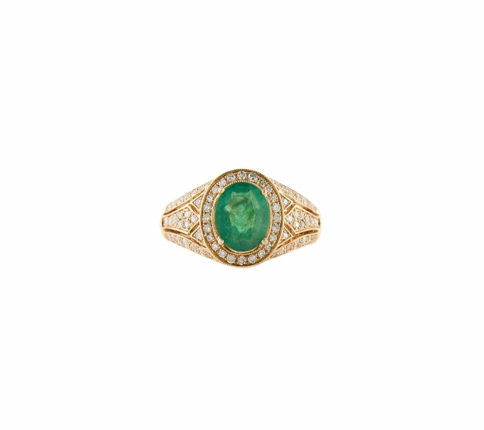 Effy 1.75ct Emerald and 0.50ctw Diamond Frame Ring in 14K