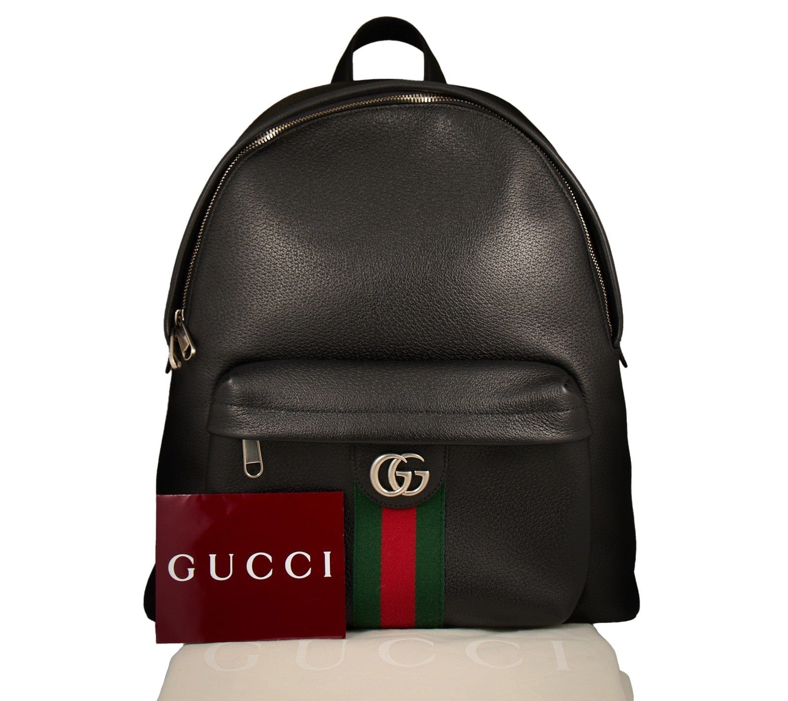 Gucci Black Leather Ophidia Medium Backpack W/Dustbag