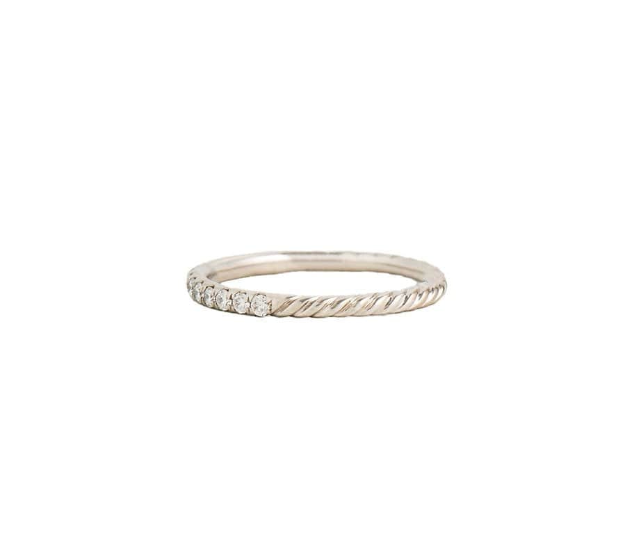 David Yurman 0.32ctw Pave Diamond Cable Stack Band Ring in 18K