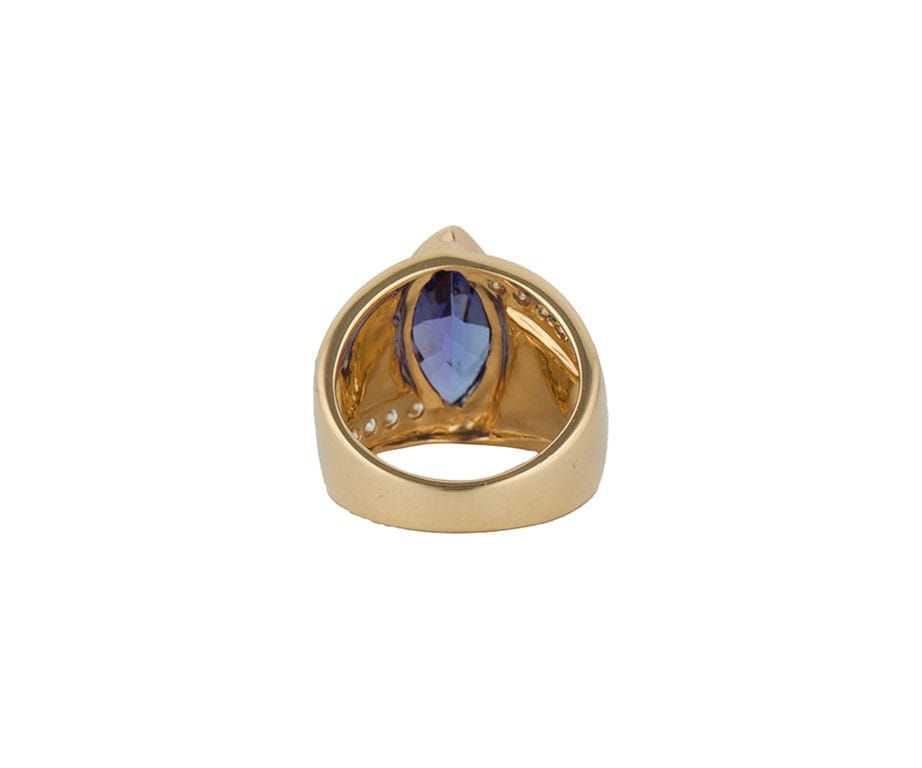 Kabana Tanzanite Opal Inlay and 0.30ctw Diamond Dome Ring in 18K