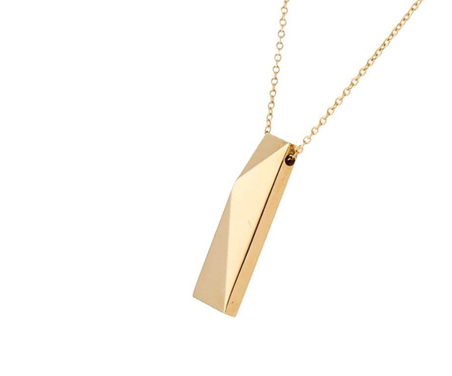 Versace Polished Geometric Pendant Necklace in 18K