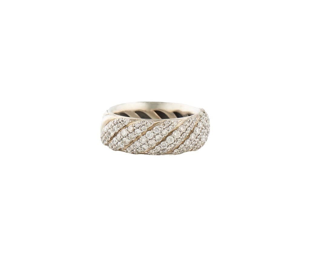David Yurman 1.06ctw Pave Diamond Sculpted Cable Band Ring in Sterling