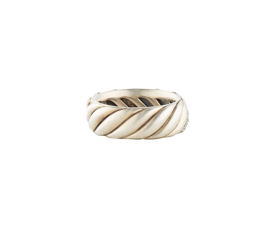 David Yurman 1.06ctw Pave Diamond Sculpted Cable Band Ring in Sterling