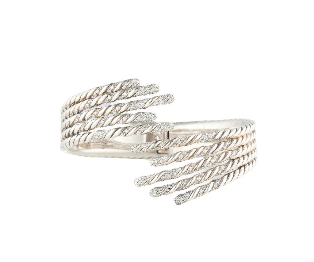 David Yurman 1.35ctw Diamond Willow Five Row Open Bracelet in Sterling