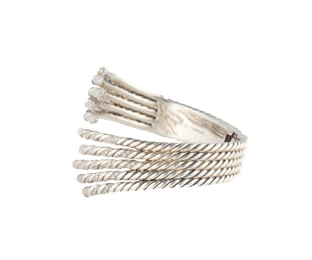 David Yurman 1.35ctw Diamond Willow Five Row Open Bracelet in Sterling